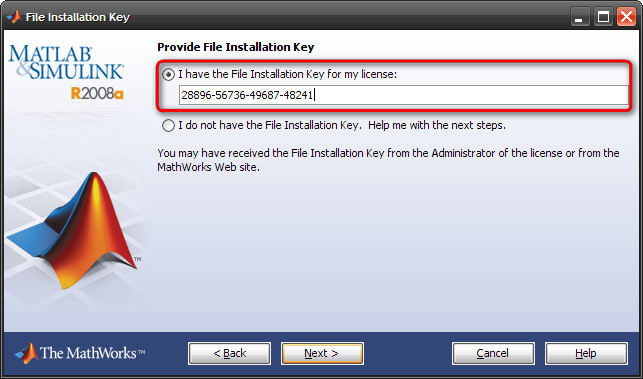 File Installation Key（FIK），全校授權請輸入： 28896-56736-49687-48241