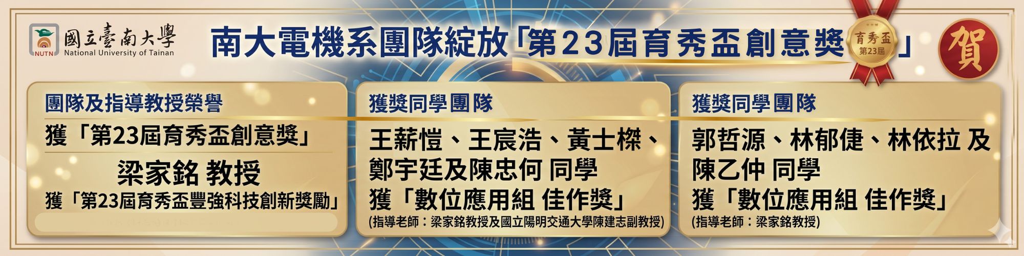 賀！南大電機系師生團隊綻放第23屆育秀盃創意獎